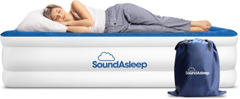 The SoundAsleep Dream Series Air Mattress packed compactly in its included carry bag