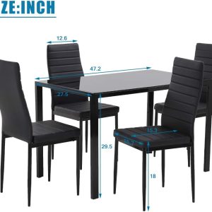 modern dining set with faux leather chairs for small spaces