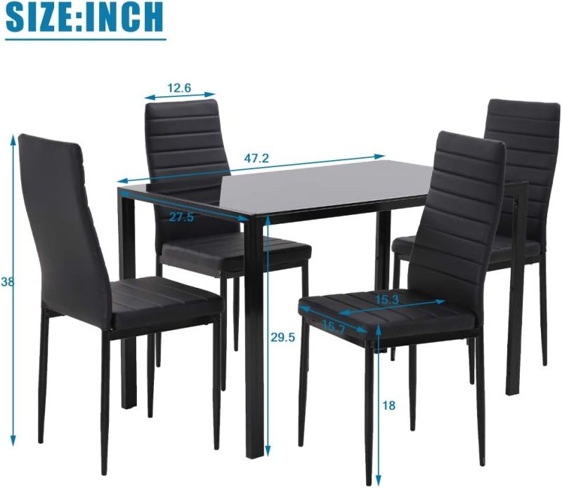 modern dining set with faux leather chairs for small spaces