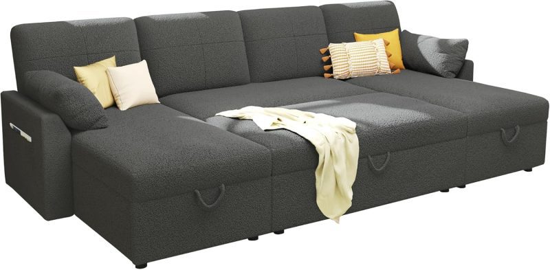 VanAcc Sleeper Sofa with Storage Chaise | Pull-Out Bed | Shop Name - Image 12