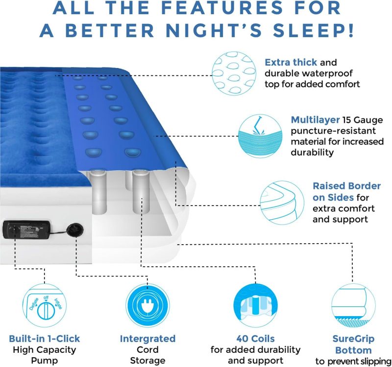 Close-up of the SoundAsleep Dream Series Air Mattress with ComfortCoil technology for superior support