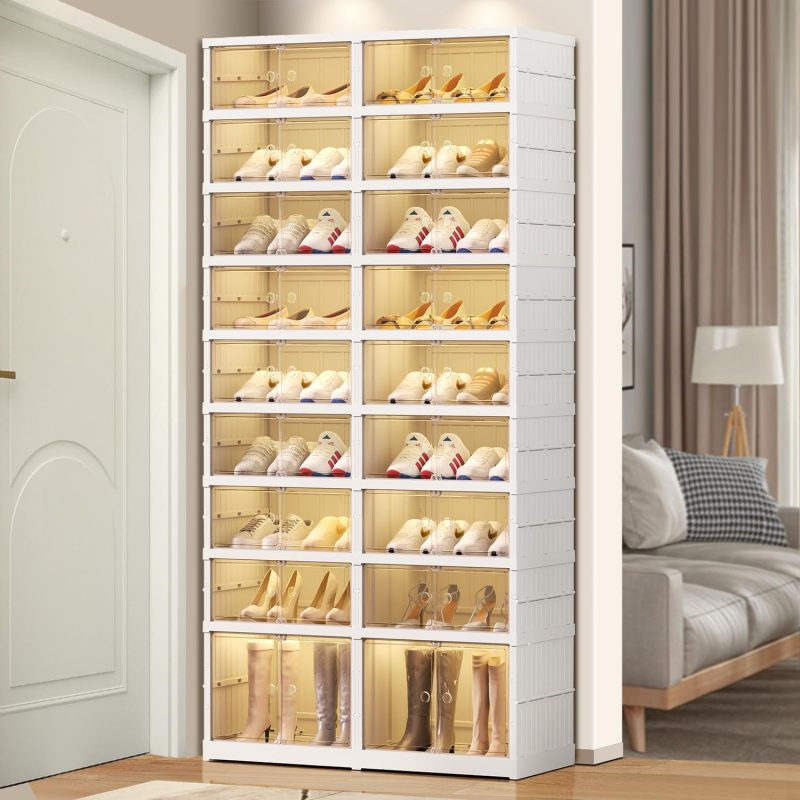 Close-up of the EHAMILY Foldable Shoe Rack's collapsible design, demonstrating its easy storage and space-saving capabilities