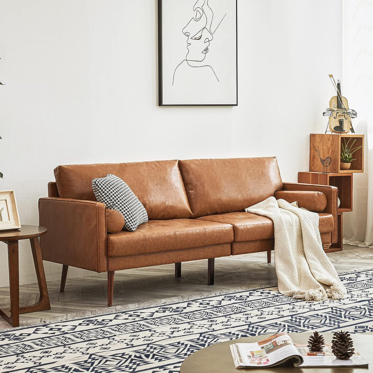 Vonanda Faux Leather Sofa is under 500$