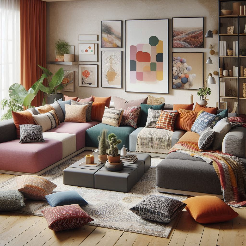 A modular sectional with different configurations