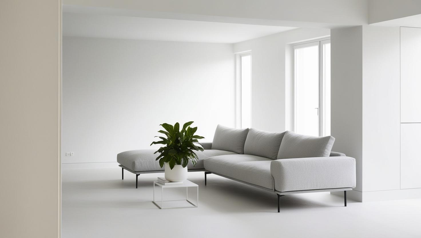 Sofa with legs and minimalist design in a small living room