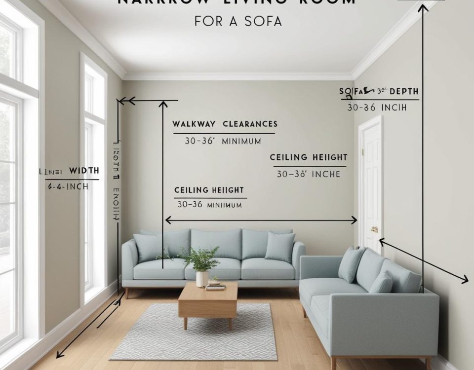 How to Measure a small space studio or small apartment for a Sofa___Checklist___Measure the Length and Width_ Measure the length and width of the room to determine the maximum sofa size that will fit._Account for Walkways_ Leave enou