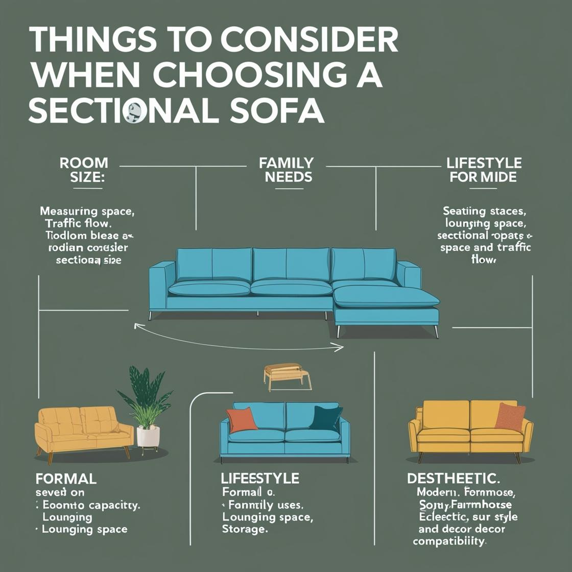 Room Size: Measure your space carefully to ensure the sectional fits comfortably. Don't forget to account for traffic flow! Family Needs: How many people need to sit on the sectional? Do you need extra lounging space? Is storage a priority? Lifestyle: How do you use your living room? Is it a formal space or a casual family hangout? Design Aesthetic: What style are you going for? Modern, farmhouse, eclectic? Choose a sectional that complements your existing decor.