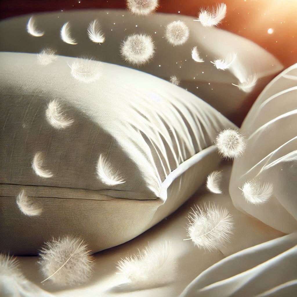 A close-up of soft, hypoallergenic bedding with a subtle glow, emphasizing comfort and cleanliness.