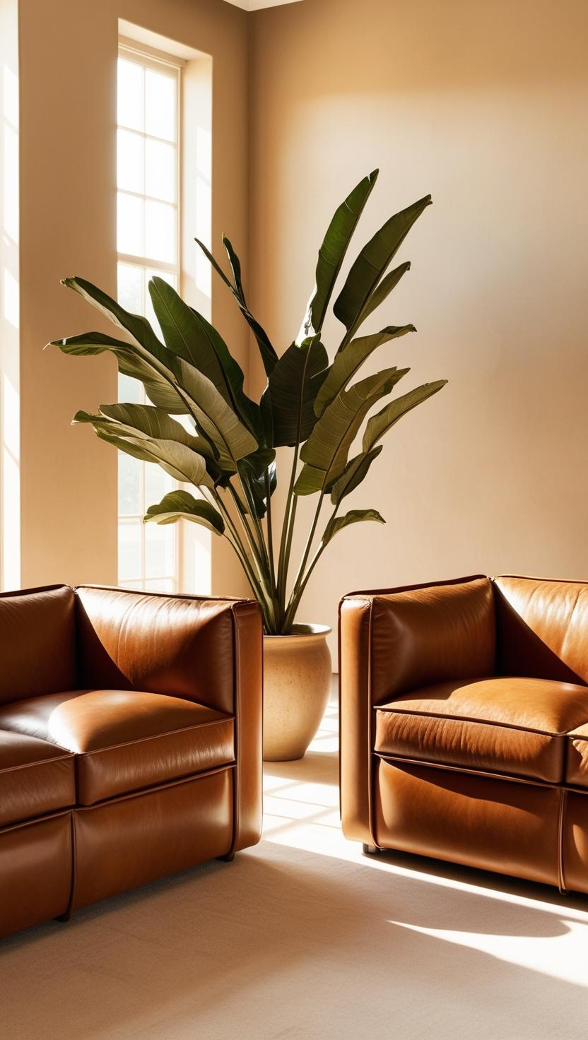 Leather Sofas_ Easy to Clean and Durable add decor plant lighting paint_