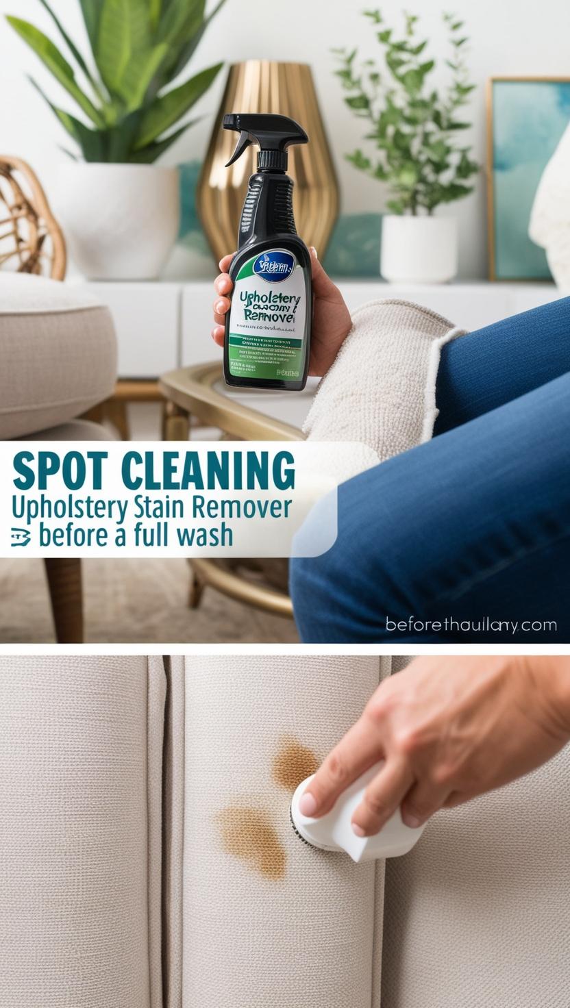 Before washing the entire cover, spot clean any visible stains with a mild detergent or a stain remover specifically designed for upholstery. Test it on a hidden area first to make sure it doesn't damage the fabric.