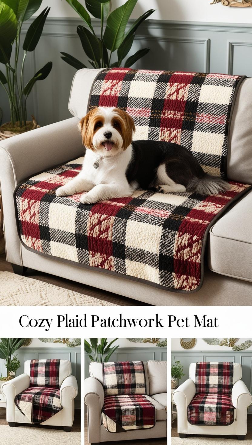 Cozy Plaid Patchwork Pet Mat Furniture Protector Couch Cover