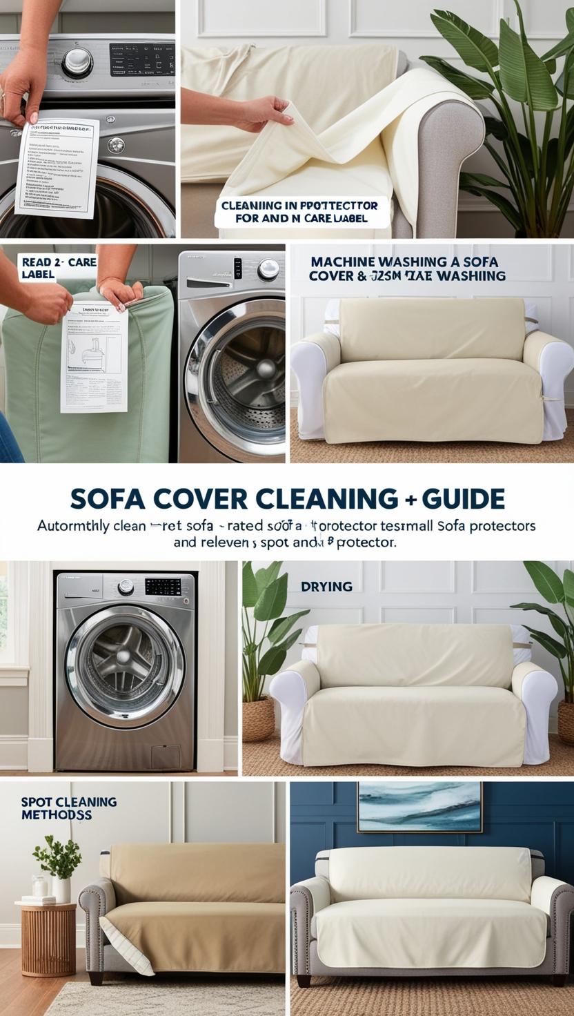 Sofa Cover Cleaning and Maintenance: : Read the Care Label: Machine Washing: Drying