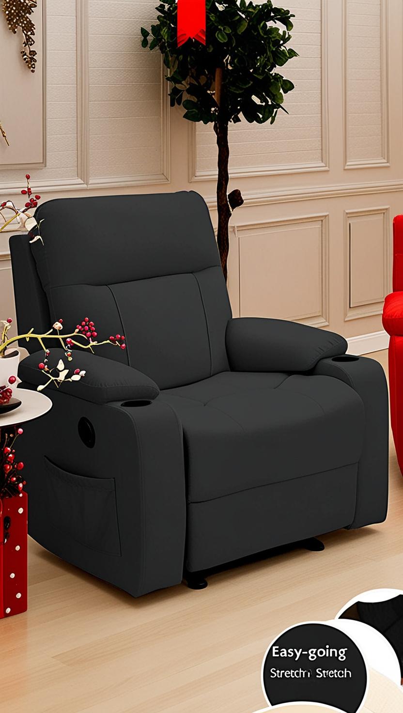 A cozy living room with a recliner loveseat adorned with a stylish and comfortable stretch slipcover.