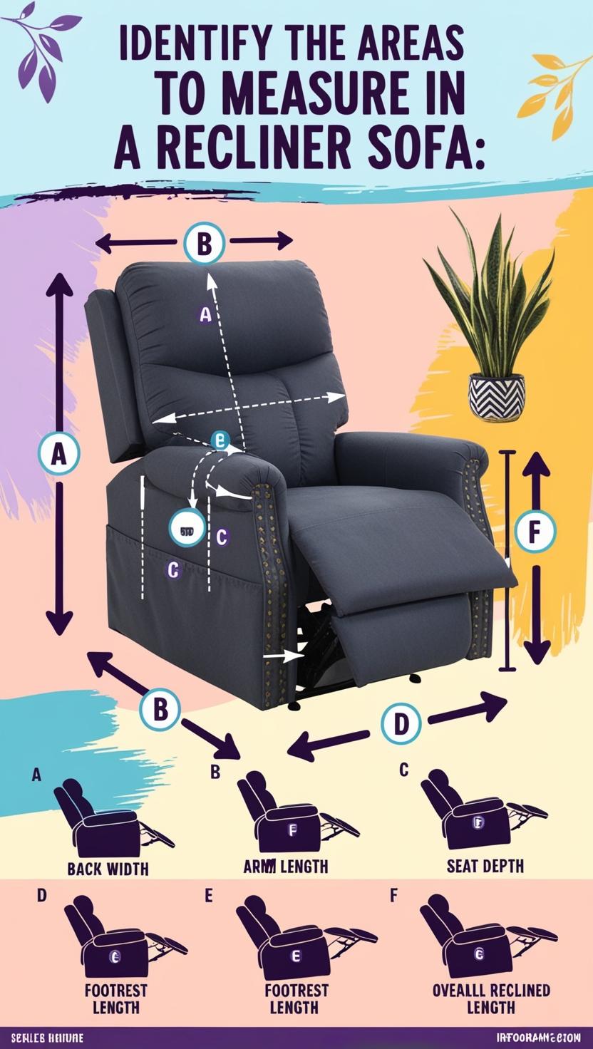 Key dimensions to measure on a recliner sofa.