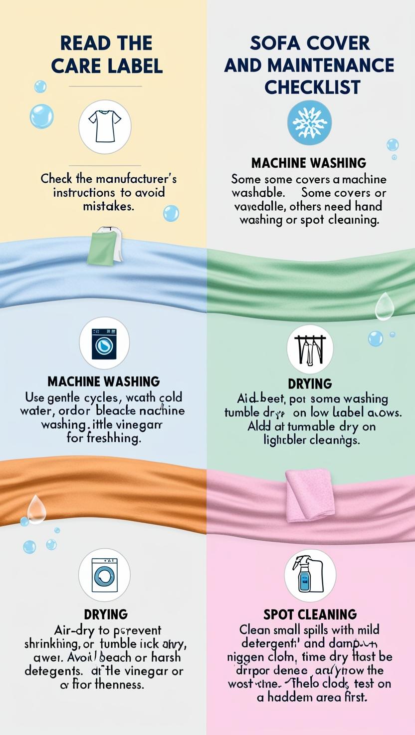 Sofa Cover Cleaning and Maintenance Checklist infographic