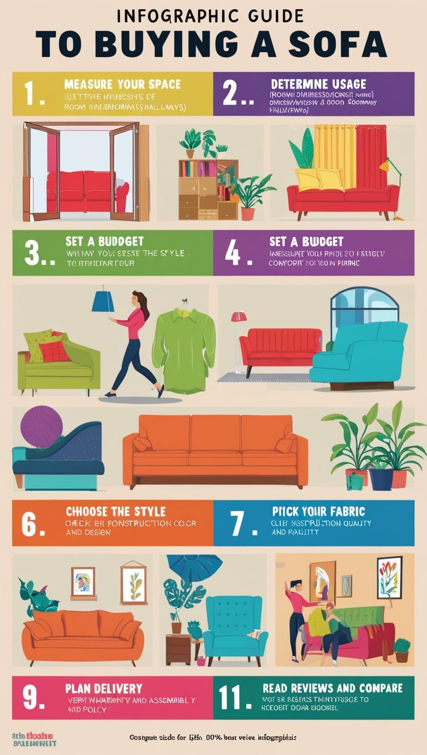 Sofa Buying Checklist Guide with eleven steps.